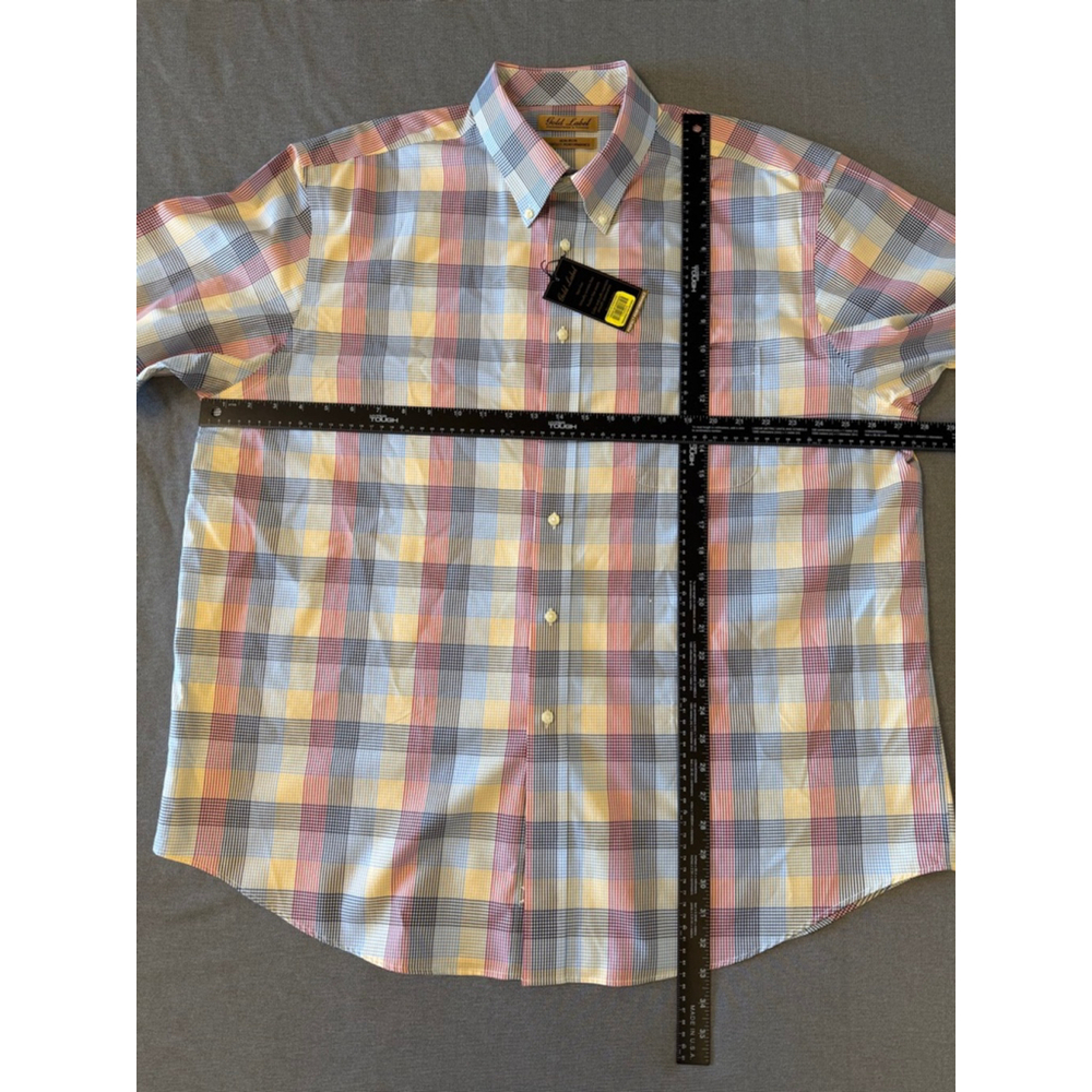 Roundtree & Yorke Gold Label non-iron woven cotton men's Plaid shirt SZ XXL NWTs - Picture 4 of 6